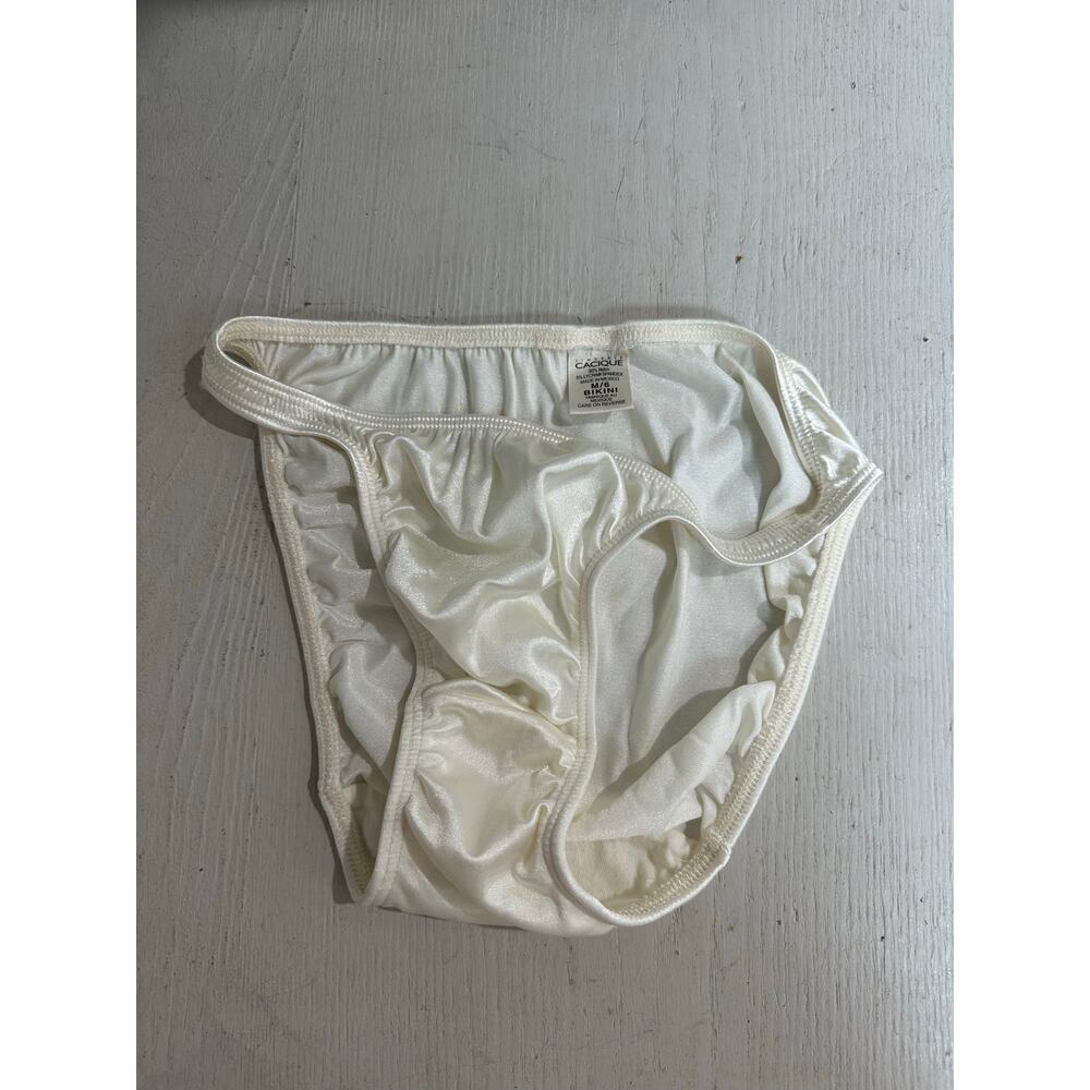 Vintage Cacique Second Skin High Cut Cream Panties Size M - Picture 2 of 4
